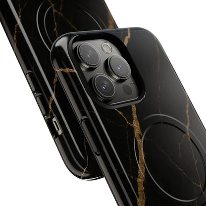 Black & Gold Marble iPhone Case with MagSafe