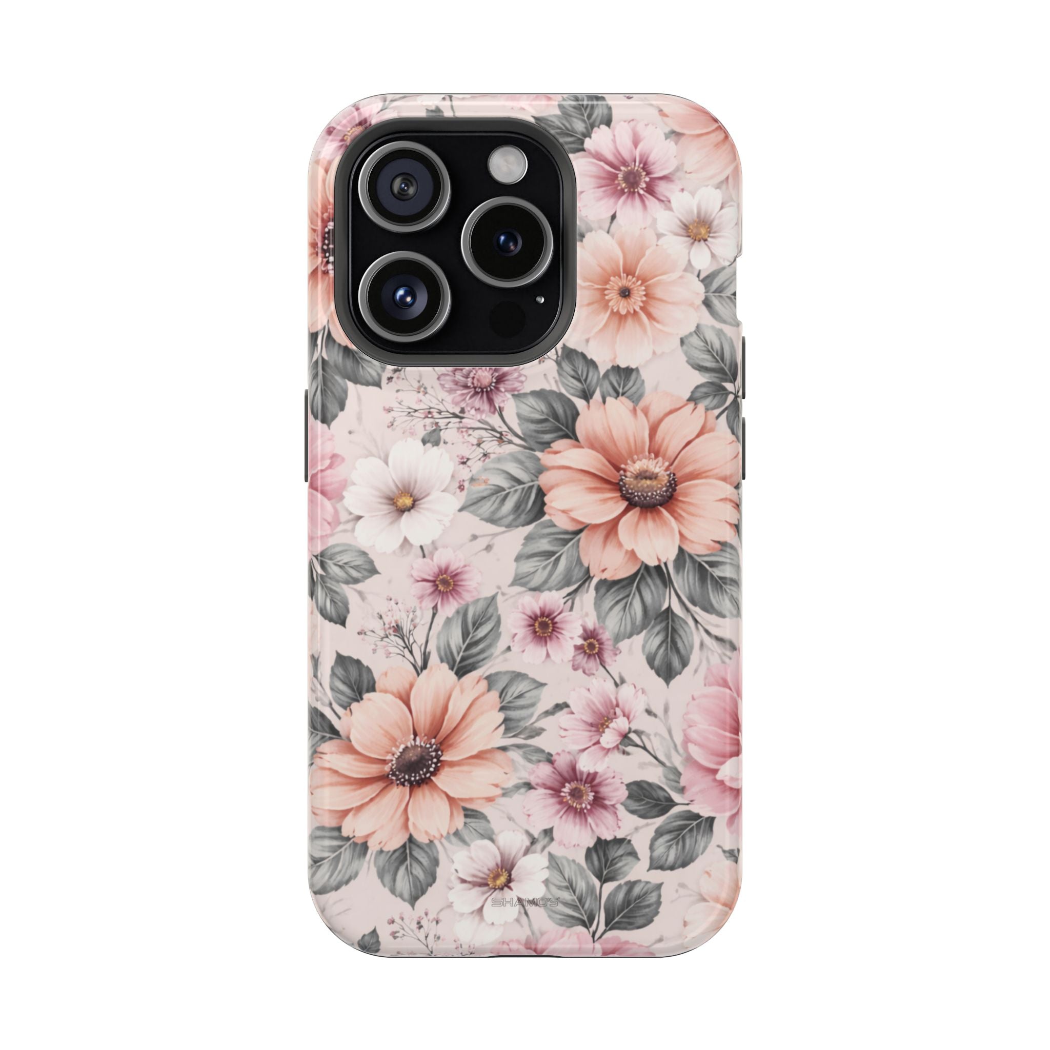 Floral Impact-Resistant Magnetic Phone Case - iPhone 15 Pro / Glossy - Shamo's