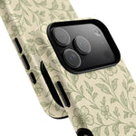 Sage Green Vintage Floral Pattern iPhone Case | MagSafe Compatible - Shamo's