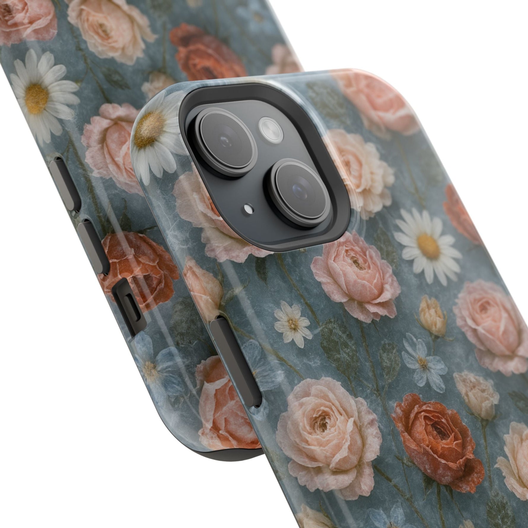 Frozen Floral Vintage Roses & Daisies iPhone Case with MagSafe compatibility  Shamo's