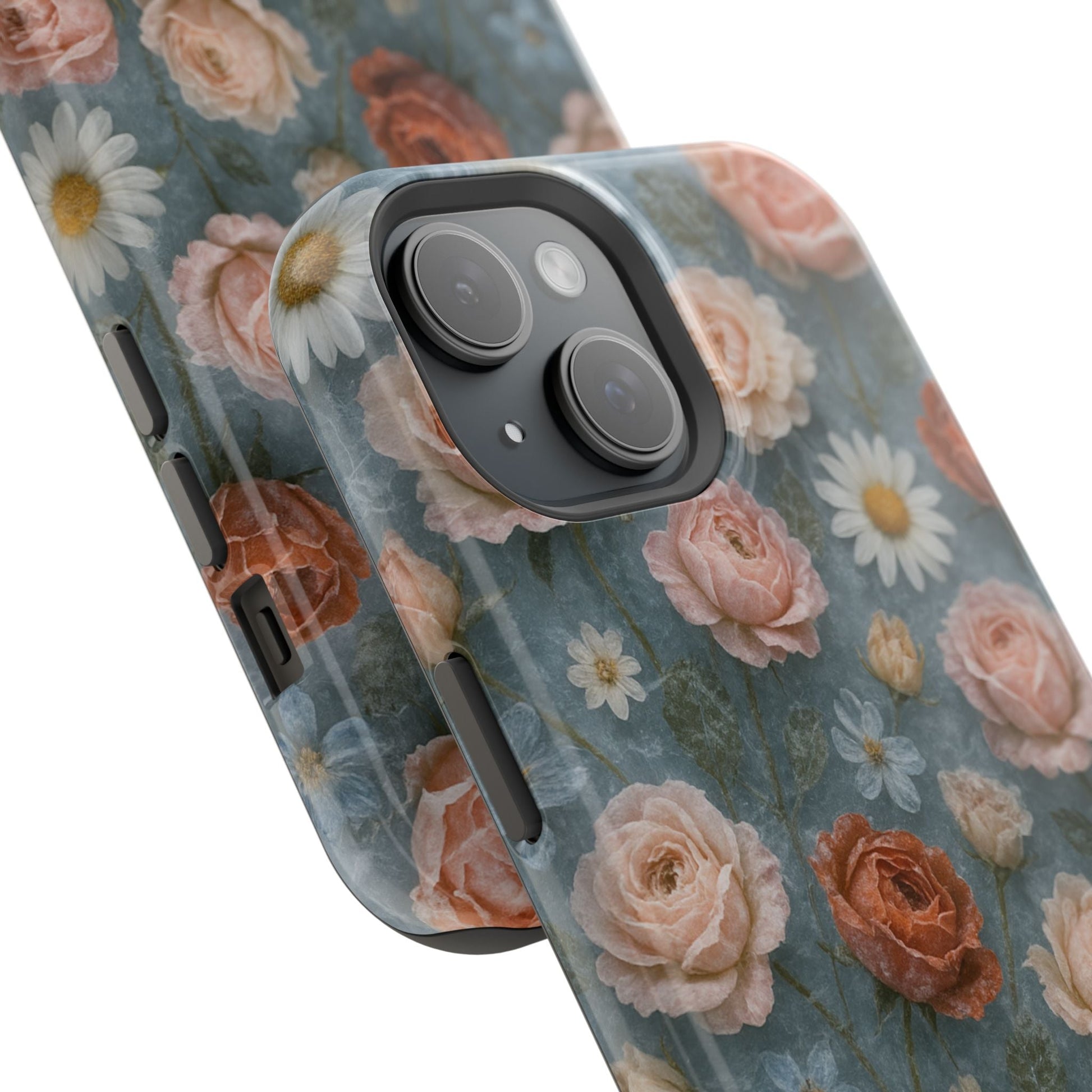 Frozen Floral Vintage Roses & Daisies iPhone Case with MagSafe compatibility  Shamo's