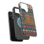 Cozy Knit Leopard Pattern Sweater Holiday Theme iPhone Case with MagSafe compatibility  Shamo's
