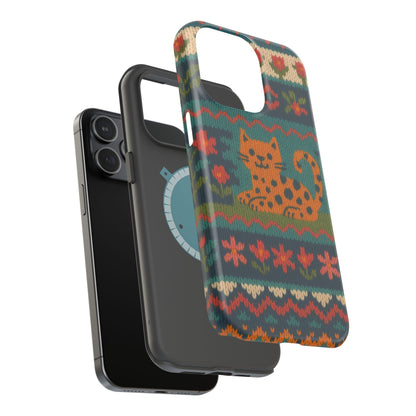 Cozy Knit Leopard Pattern Sweater Holiday Theme iPhone Case with MagSafe compatibility