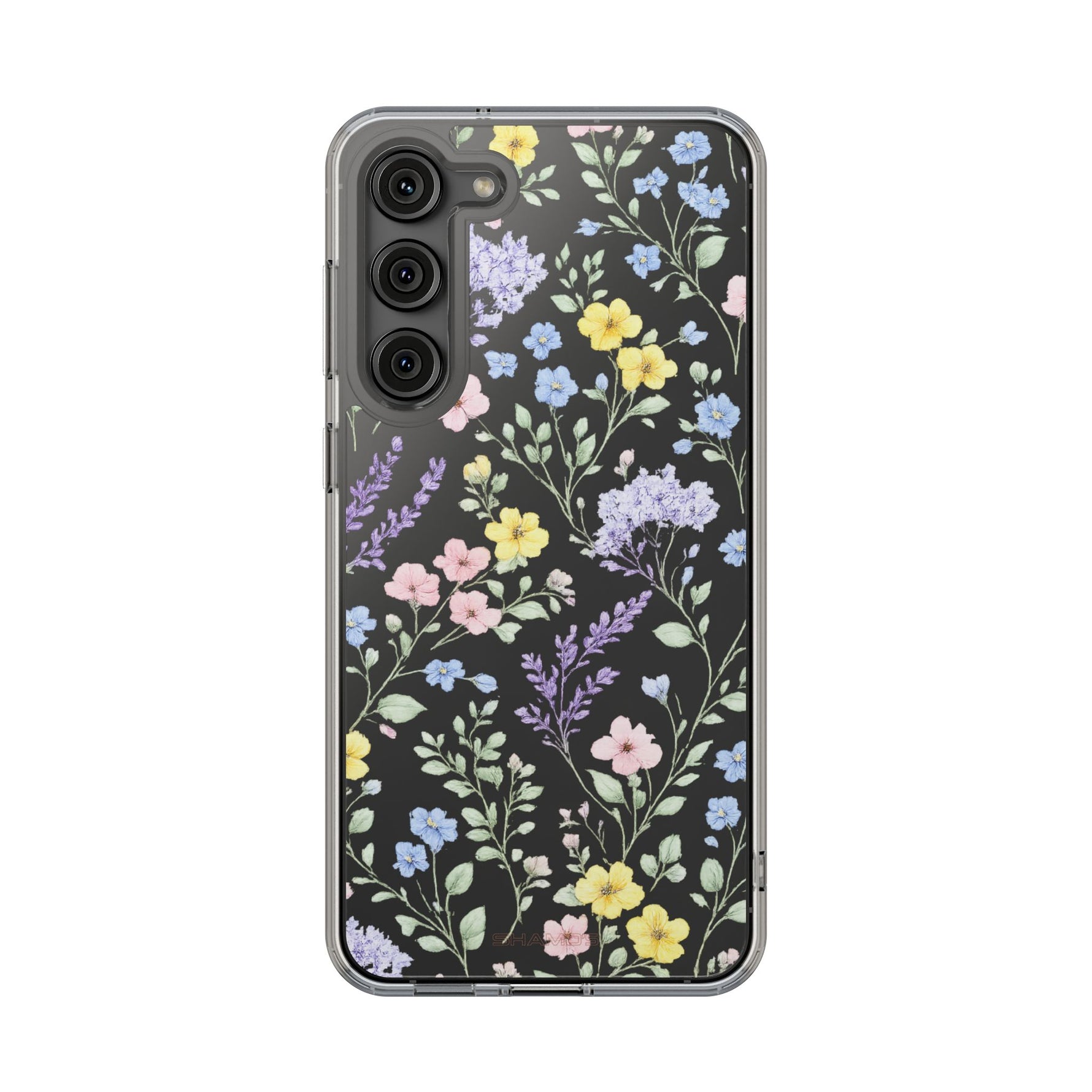 Clear Floral Impact-Resistant Phone Case — Pastel Wildflower Design