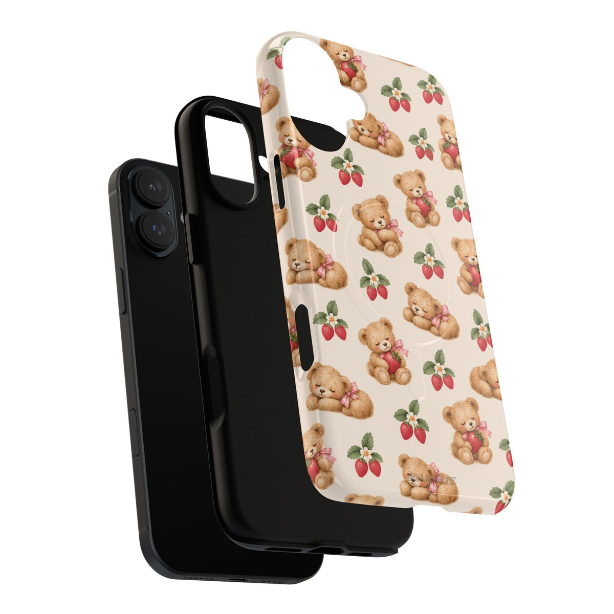 Teddy Berry Cozy Strawberry Pattern iPhone Case with MagSafe