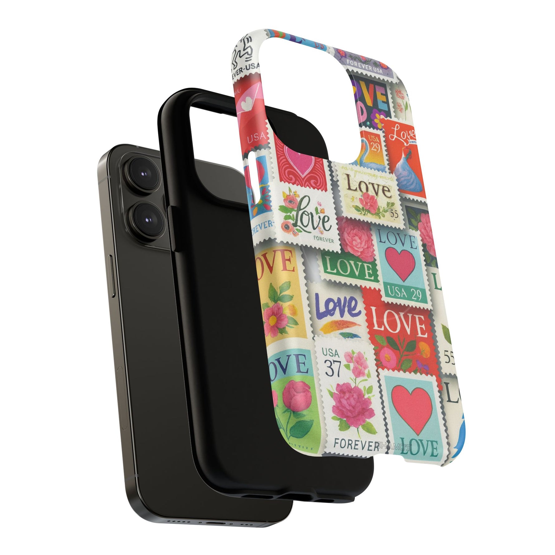 Vintage Romantic Love Stamp iPhone Case | Tough Protection + MagSafe