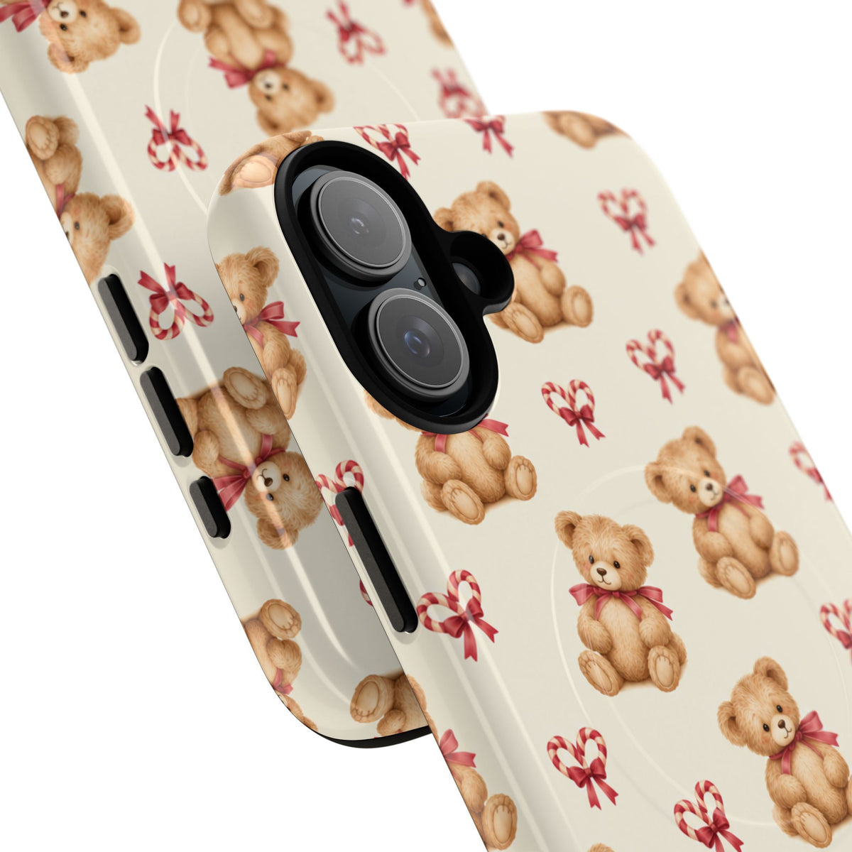 Coque iPhone Ourson des fêtes et sucres d’orge en forme de cœur avec MagSafe
