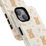 Beige Teddy Bear on Clouds iPhone Case with MagSafe