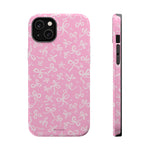 Pink Bow Pattern Impact-Resistant iPhone Case | MagSafe