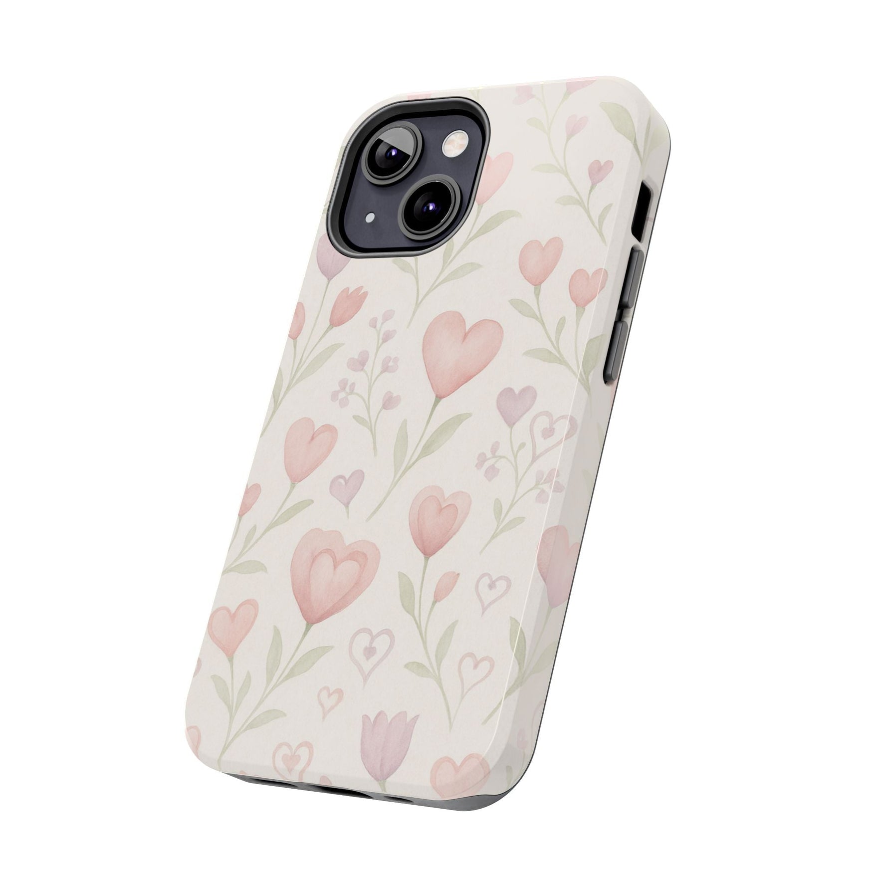 Pink Watercolor Heart Floral Pattern | Tough Impact Phone Case  Shamo's
