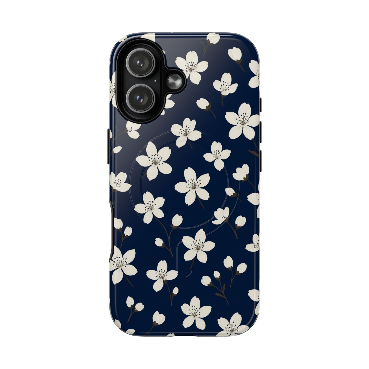 Navy Blossom Floral iPhone Case | MagSafe