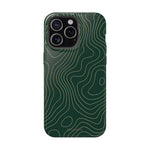 Topographic Green Magnetic Impact-Resistant iPhone Case | MagSafe compatible