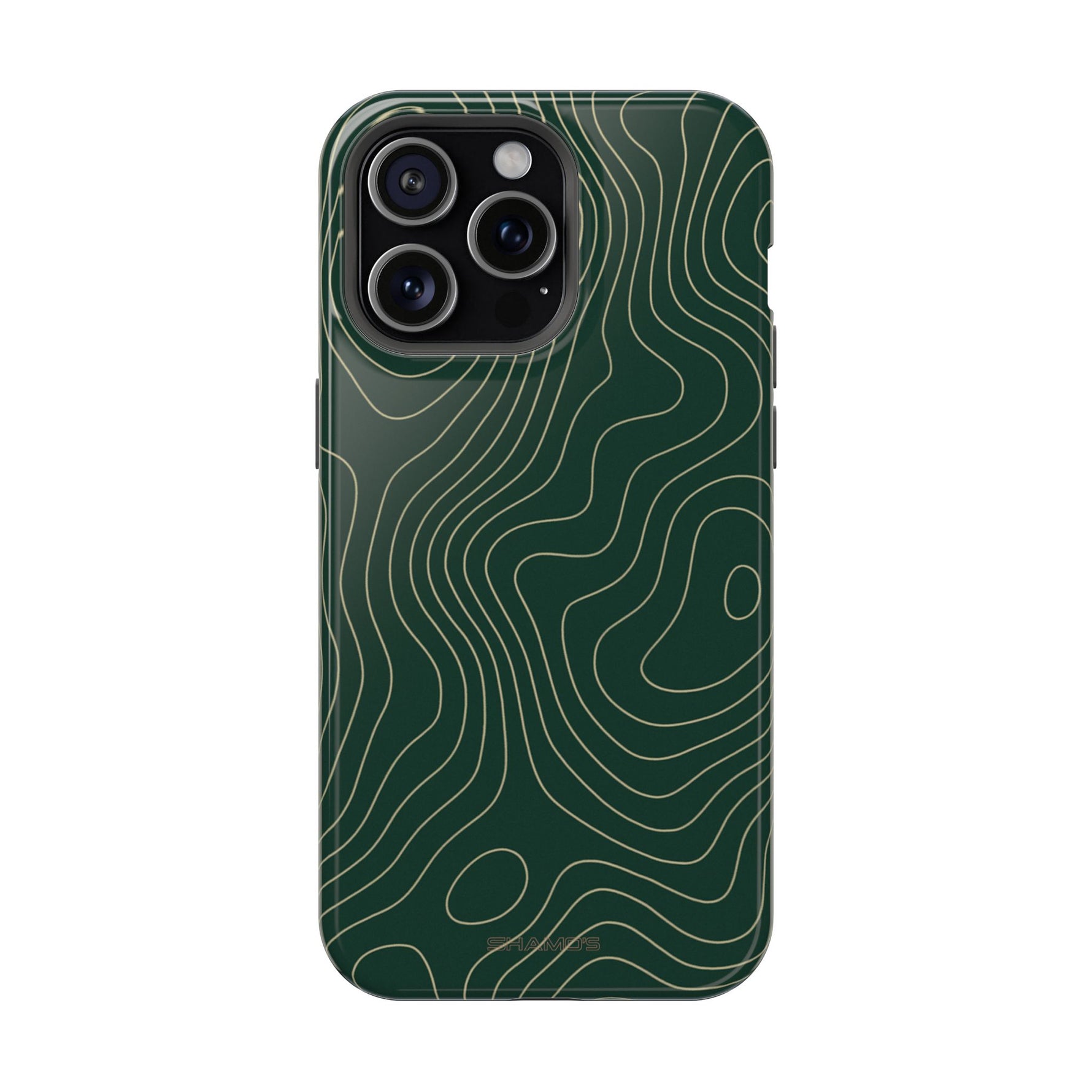 Topographic Green Magnetic Impact-Resistant iPhone Case | MagSafe compatible