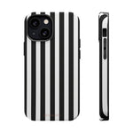 Striped MagSafe Compatible Magnetic Impact-Resistant Phone Case | Black & White Vertical Stripe (Noir Blanc) - iPhone 13 Mini / Matte - Shamo's