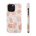Kawaii Snack Pattern Magnetic Phone Case, Cute Popcorn, Burger & Soda Design with MagSafe Compatibility