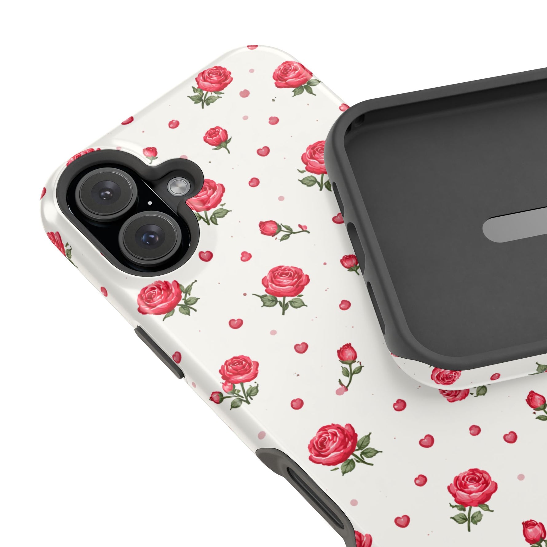 Rose Pattern Impact-Resistant iPhone Case | MagSafe