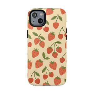 Strawberry Cherry Fruit Pattern iPhone Case | MagSafe Compatible - Shamo's