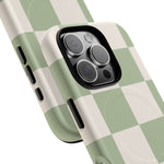 Sage Checkerboard Tough iPhone Case - Compatible with MagSafe - Shamo's