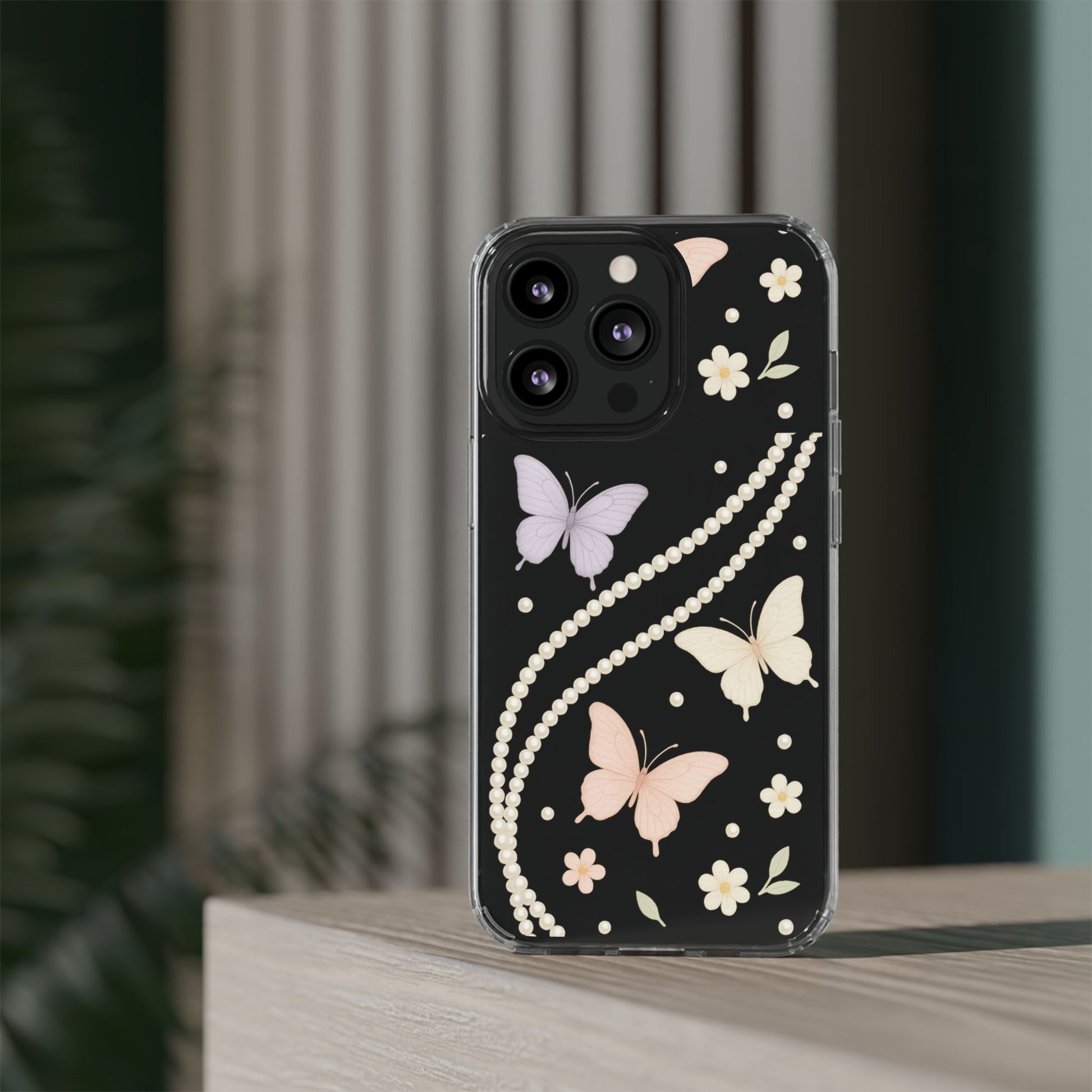 Butterfly Pearl Impact-Resistant Clear iPhone Case - Shamo's