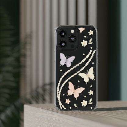 Butterfly Pearl Impact-Resistant Clear iPhone Case - Shamo's