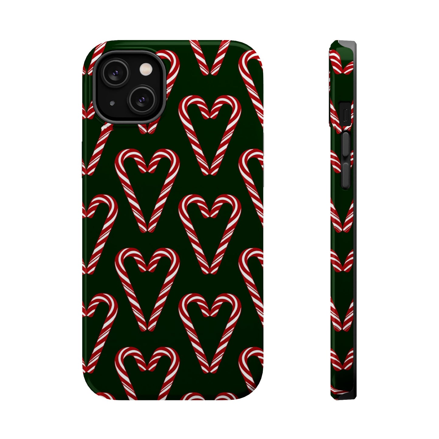 Candy Cane Heart MagSafe Impact-Resistant iPhone Case
