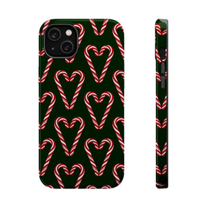Candy Cane Heart MagSafe Impact-Resistant iPhone Case  Shamo's iPhone 14 Plus / Glossy