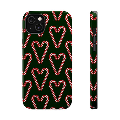 Candy Cane Heart MagSafe Impact-Resistant iPhone Case