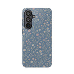 Denim Wildflowers MagSafe Phone Case, glossy Samsung Galaxy S26 Plus, rear view