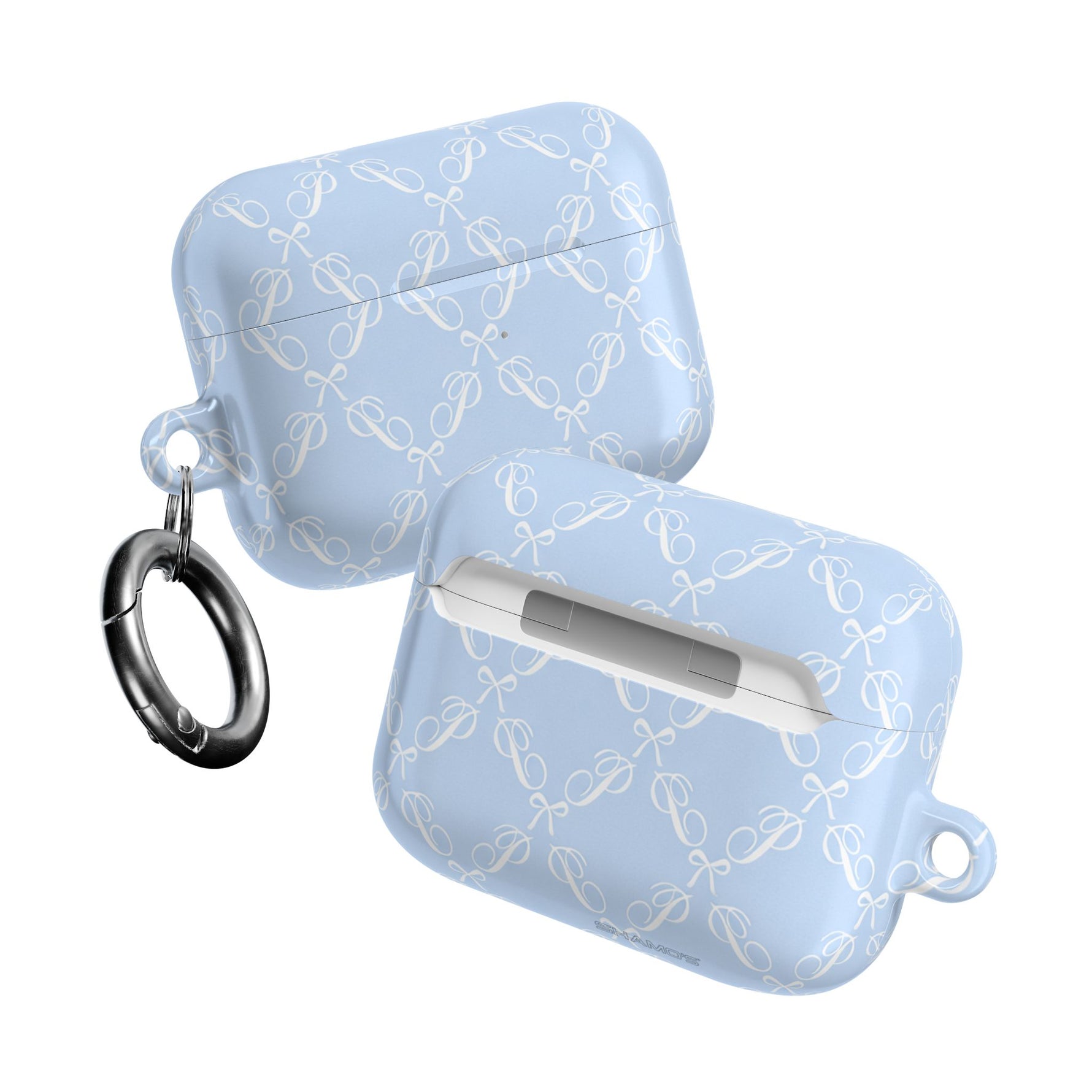 Pastel Blue Bow Pattern AirPod Case — Elegant Bow Pattern Protective Cover
