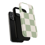 Sage Checkerboard Tough iPhone Case - Compatible with MagSafe - Shamo's