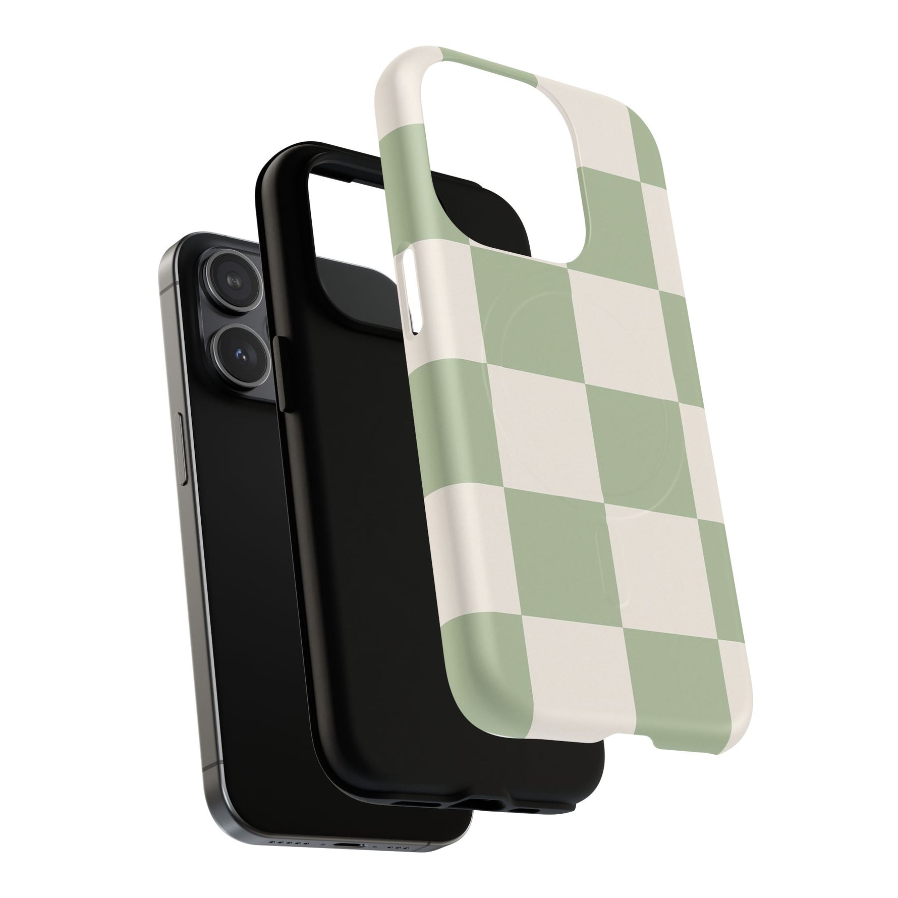 Sage Checkerboard Tough iPhone Case - Compatible with MagSafe - Shamo's