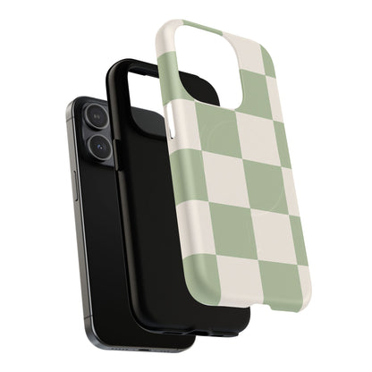 Sage Checkerboard Tough iPhone Case - Compatible with MagSafe