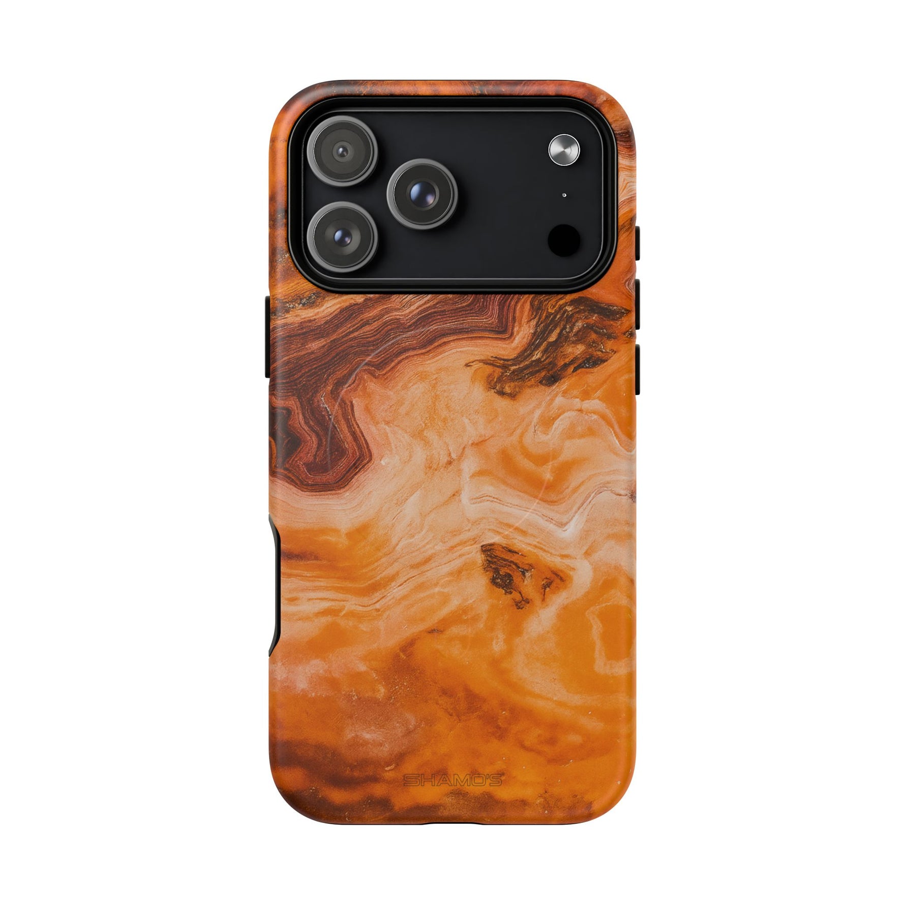 iPhone-Hülle aus bernsteinfarbenem Achatmarmor – kompatibel mit MagSafe