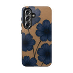 Navy Floral Tough iPhone Case — Durable Protective Case with Blue Flowers on Kraft Background  Shamo's Samsung Galaxy S25