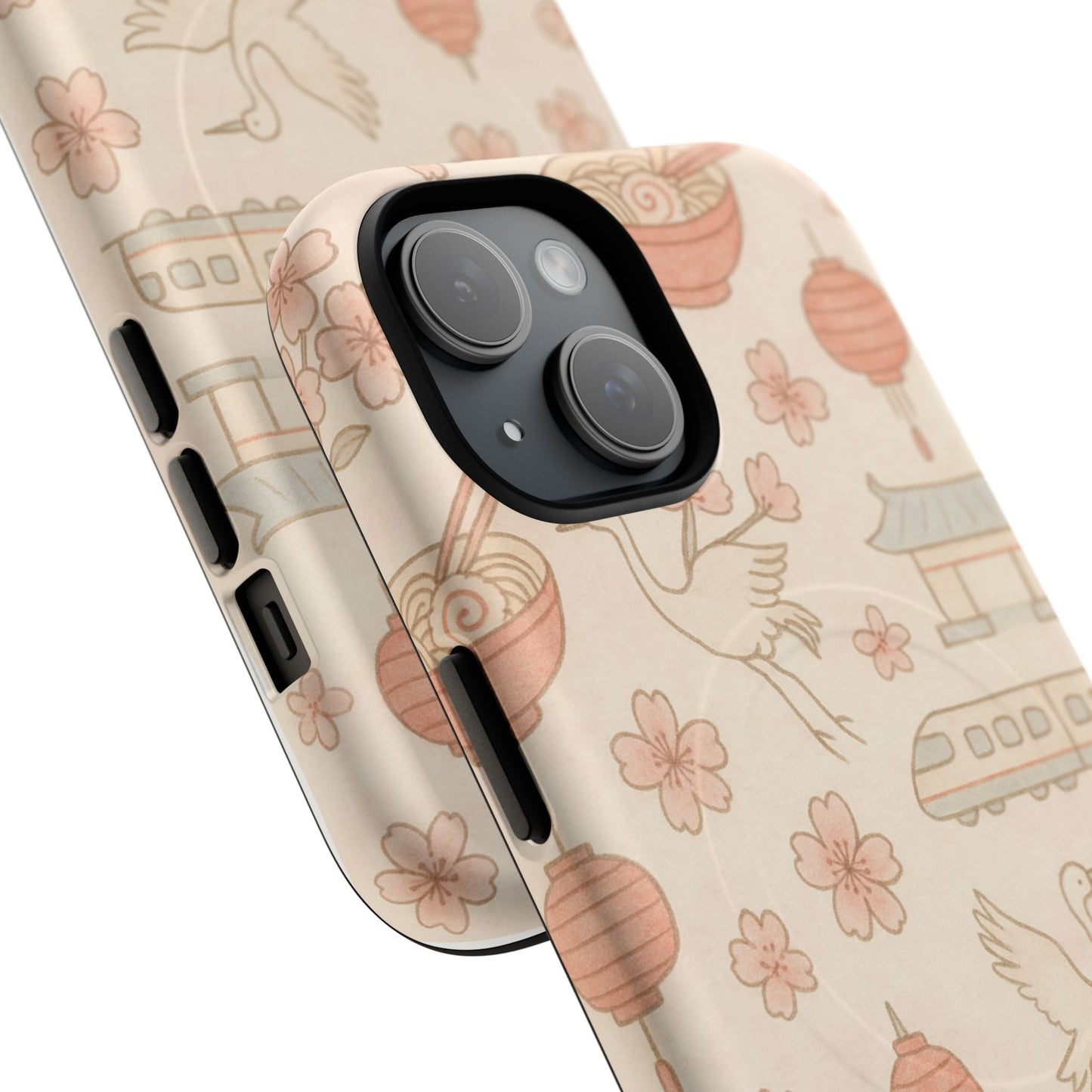 Japan Hand-Drawn Cherry Blossom iPhone Case with MagSafe