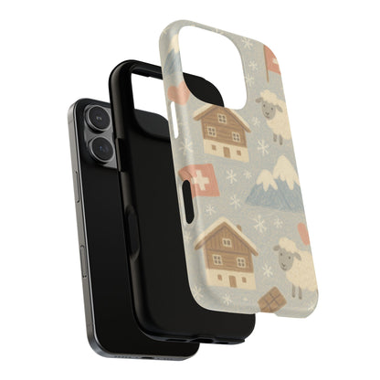 Swiss Chalet Sheep Pattern Tough MagSafe iPhone Case