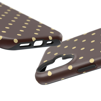 Polka Dot iPhone Case — Brown & Cream Protective Cover with MagSafe compatibility