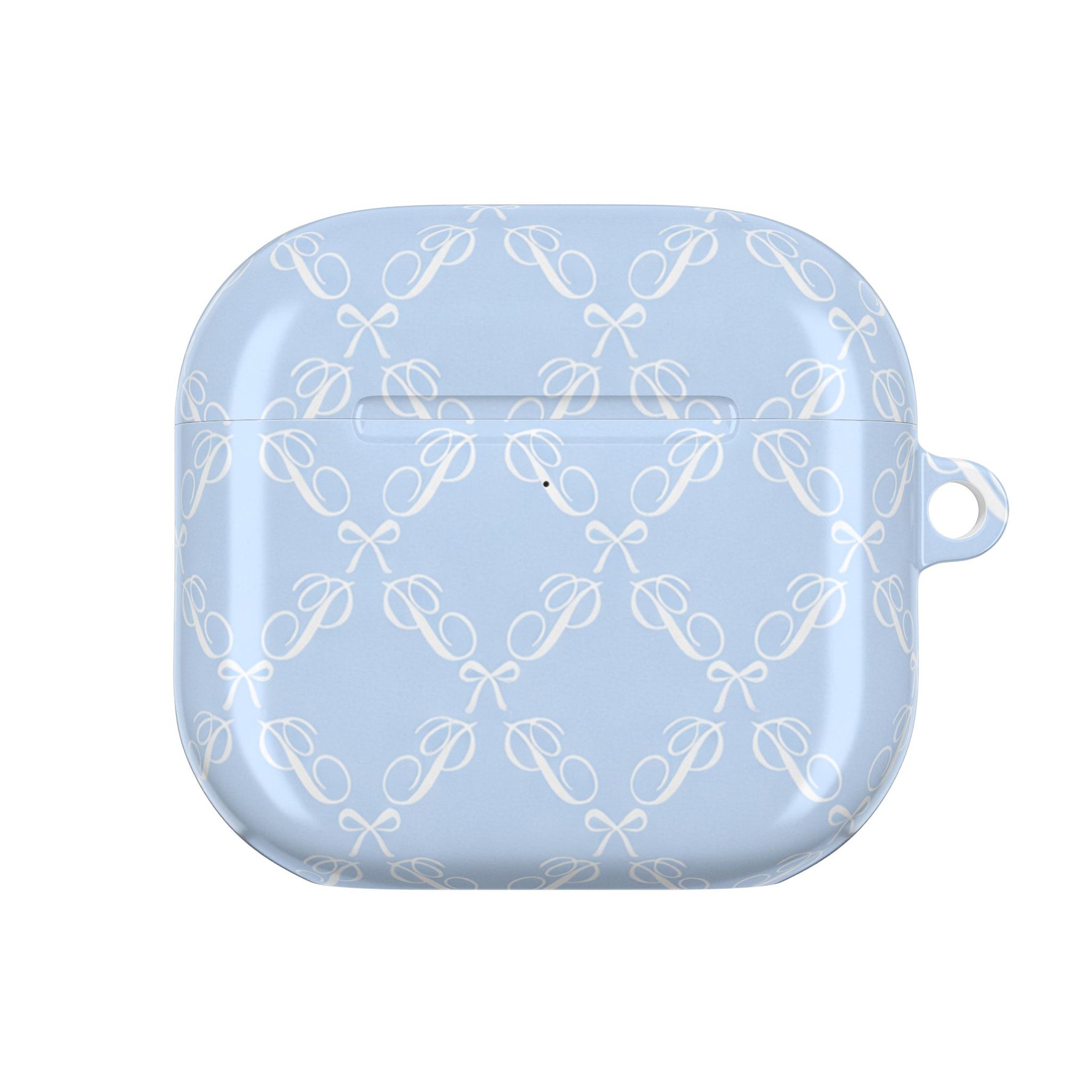 Pastel Blue Bow Pattern AirPod Case — Elegant Bow Pattern Protective Cover