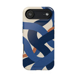 Indigo Loom MagSafe Phone Case – Blue & Ivory Abstract Woven Pattern