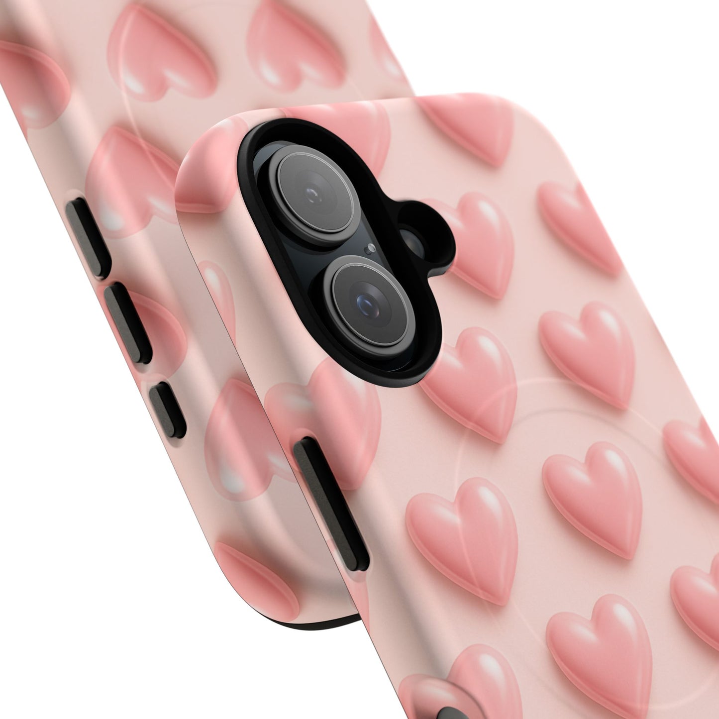 Baby Pink Pearl Hearts 3D iPhone Case | MagSafe