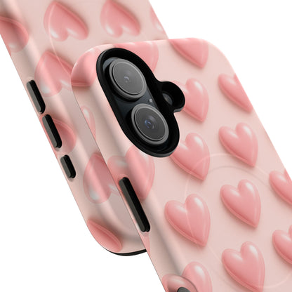 Baby Pink Pearl Hearts 3D iPhone Case | MagSafe