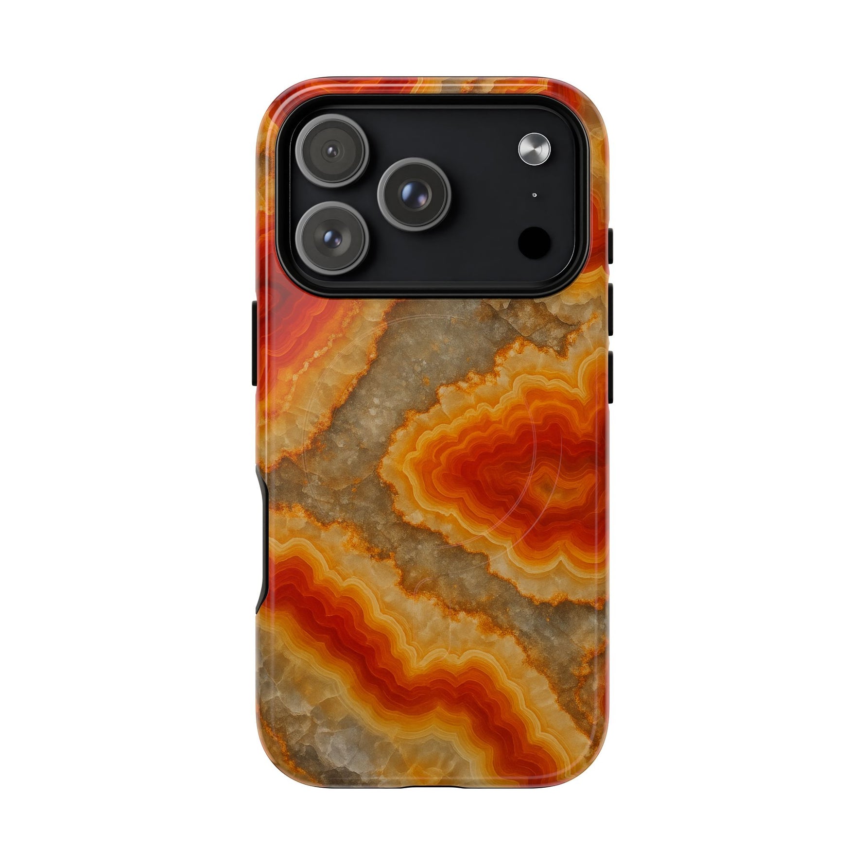 Agate Glow Marble iPhone Case Orange Geode Stone Design with MagSafe - Shamo's