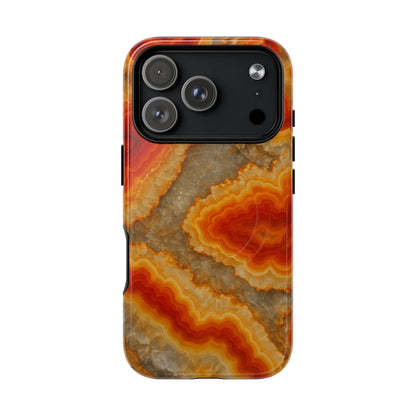 Agate Glow Marble iPhone Case Orange Geode Stone Design with MagSafe - Shamo's