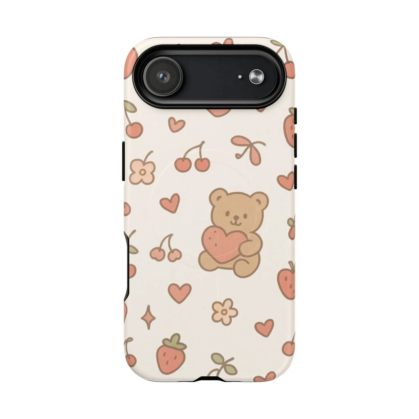 Teddy Berry Cozy Strawberry Pattern iPhone Case with MagSafe - Shamo's