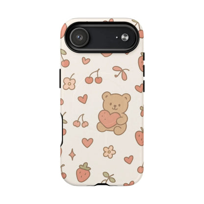 Teddy Berry Cozy Strawberry Pattern iPhone Case with MagSafe - Shamo's