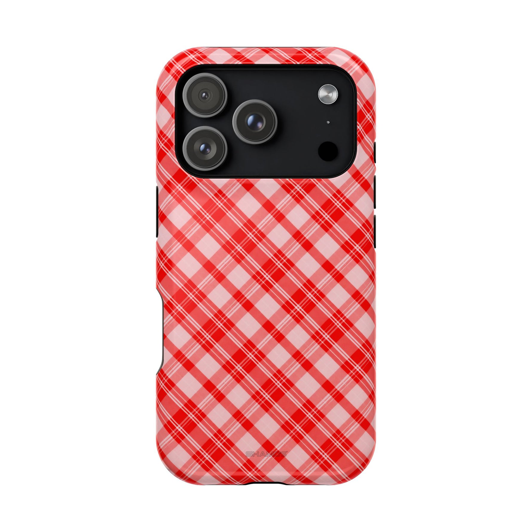 Red Plaid Magnetic Impact-Resistant iPhone Case | MagSafe