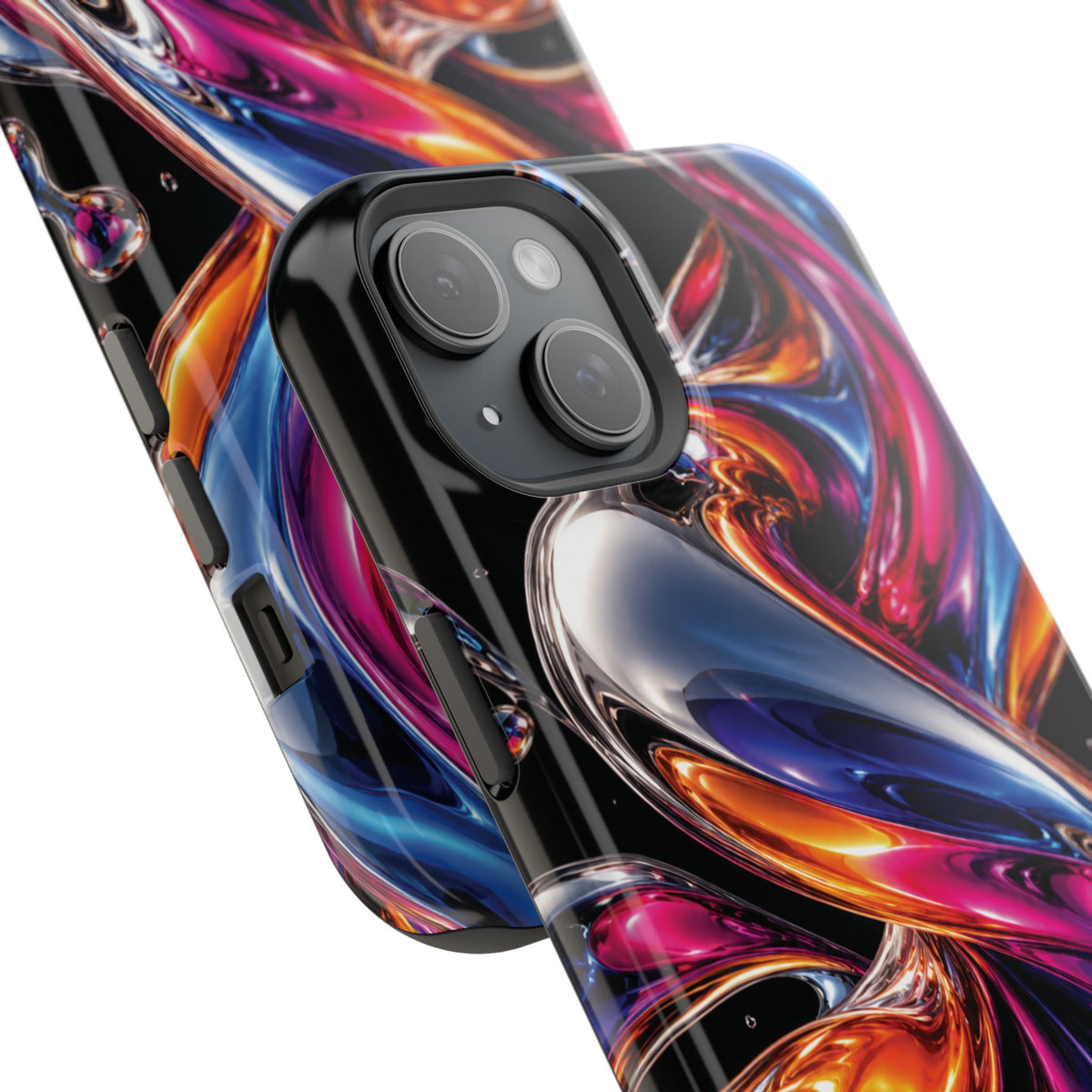 Liquid Aurora MagSafe Phone Case – Colorful Chrome-Effect Swirls | Glossy