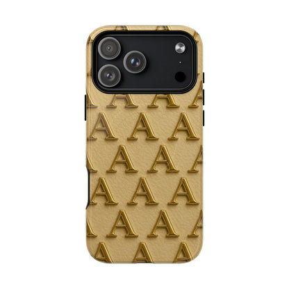 Gold Monogram 'A' iPhone Case with MagSafe - Shamo's