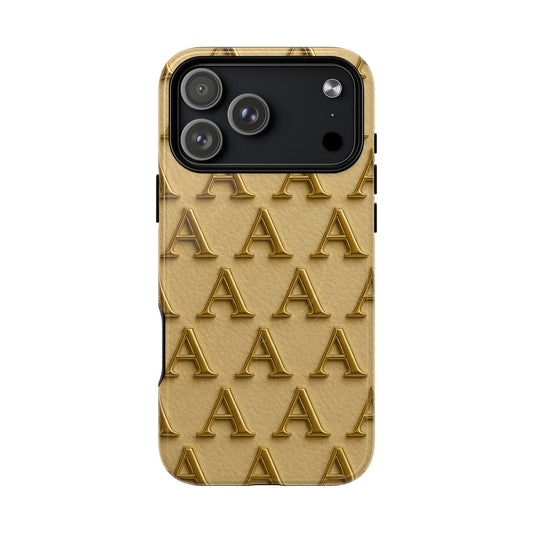 Gold Monogram 'A' iPhone Case with MagSafe - Shamo's