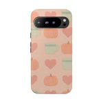 Autumn Cozy iPhone Case – Pumpkin, Heart & Coffee Cup Pattern  Shamo's Google Pixel 9 Pro XL / Glossy
